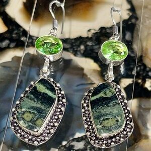 Kambaba Jasper Earrings 2 1/2”